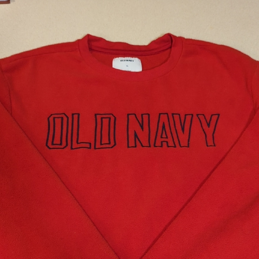 Old Navy Red Fleece Sweatshirt Classic Crew Neck